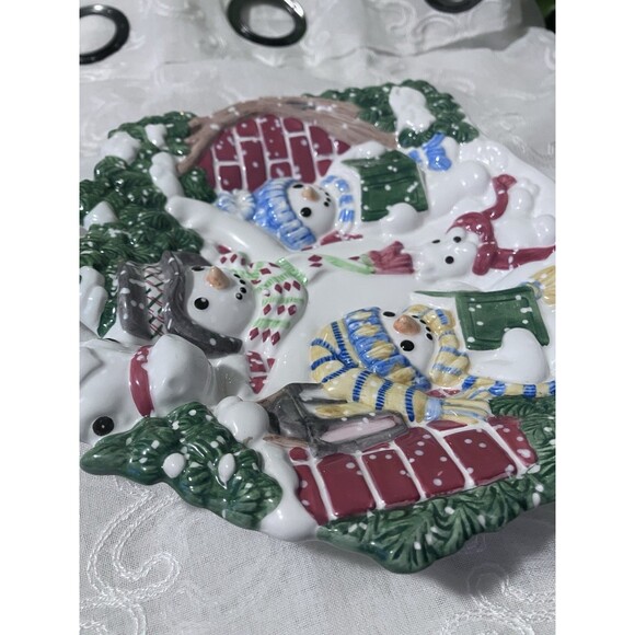 Fitz And Floyd “The Flurries Snowmen” Christmas Dish or Wall Platter HolidaDecor - Picture 12 of 16